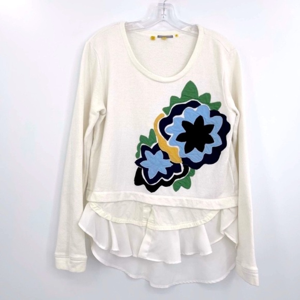 Little Yellow Button Floral Shirttail Sweater
